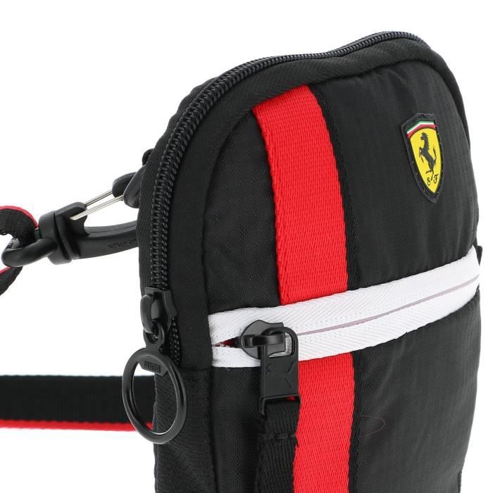 Mini sac à bandoulière Puma Scuderia Ferrari noir vue zomm sur zip