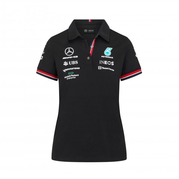 Polo femme Mercedes AMG Petronas Team 2022 noir vue devant