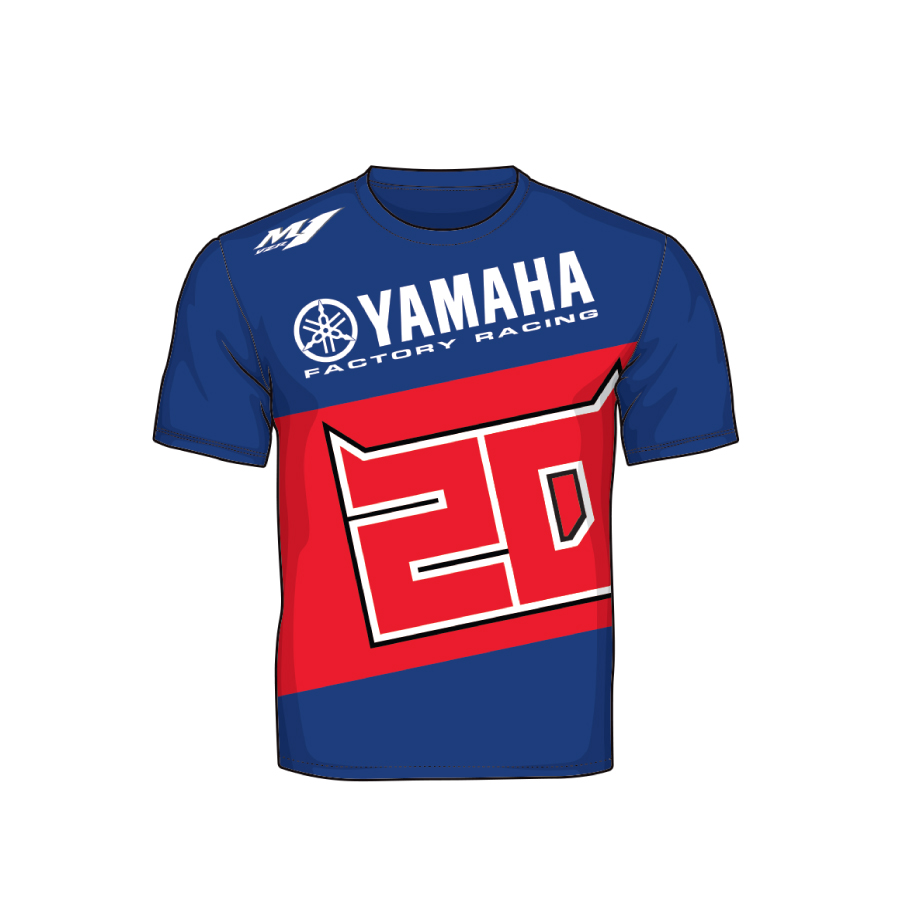 T-shirt enfant Fabio Quartararo 20 Yamaha bleu et rouge vue devant