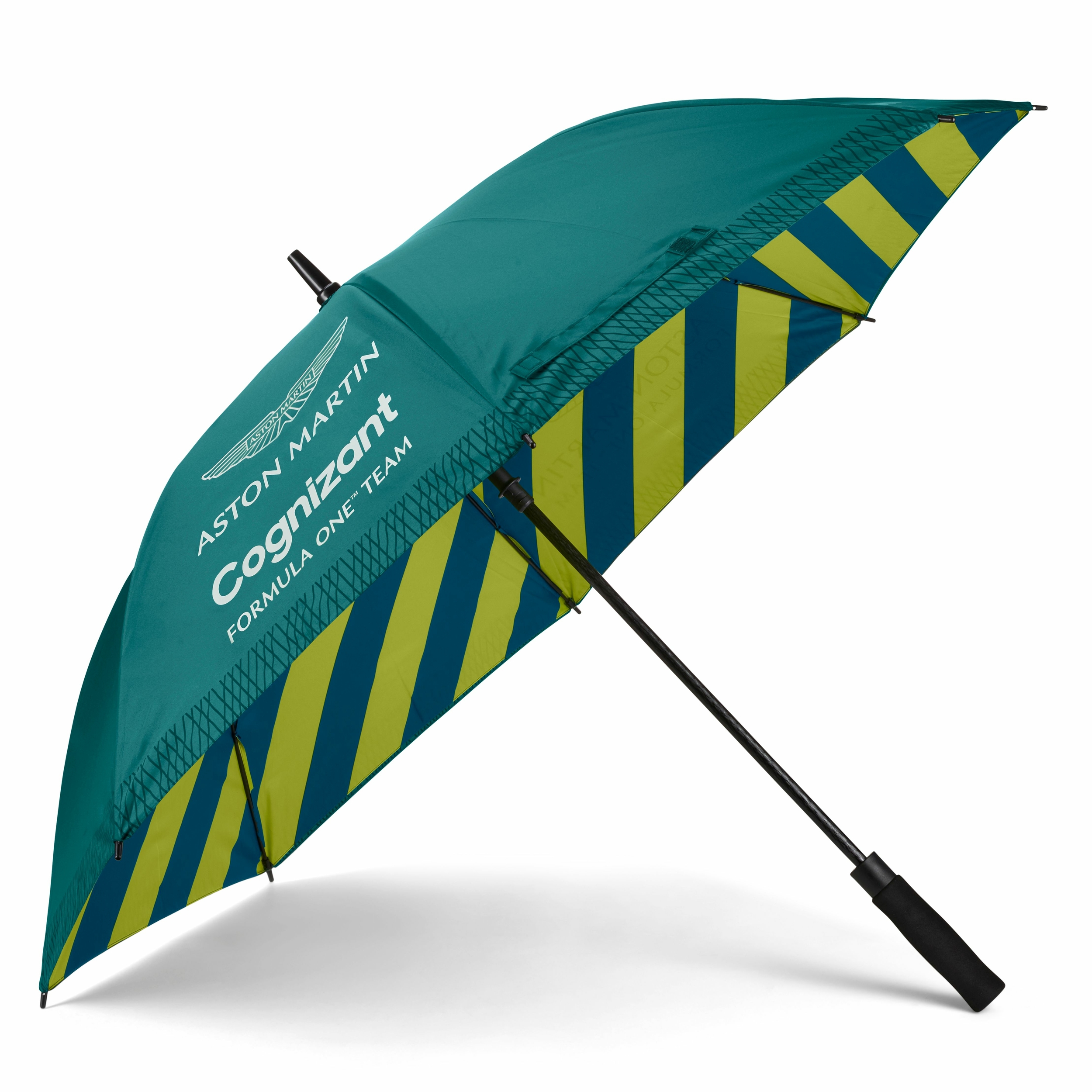Parapluie golf Aston Martin F1 2022 vert et vert citron vue ouverte