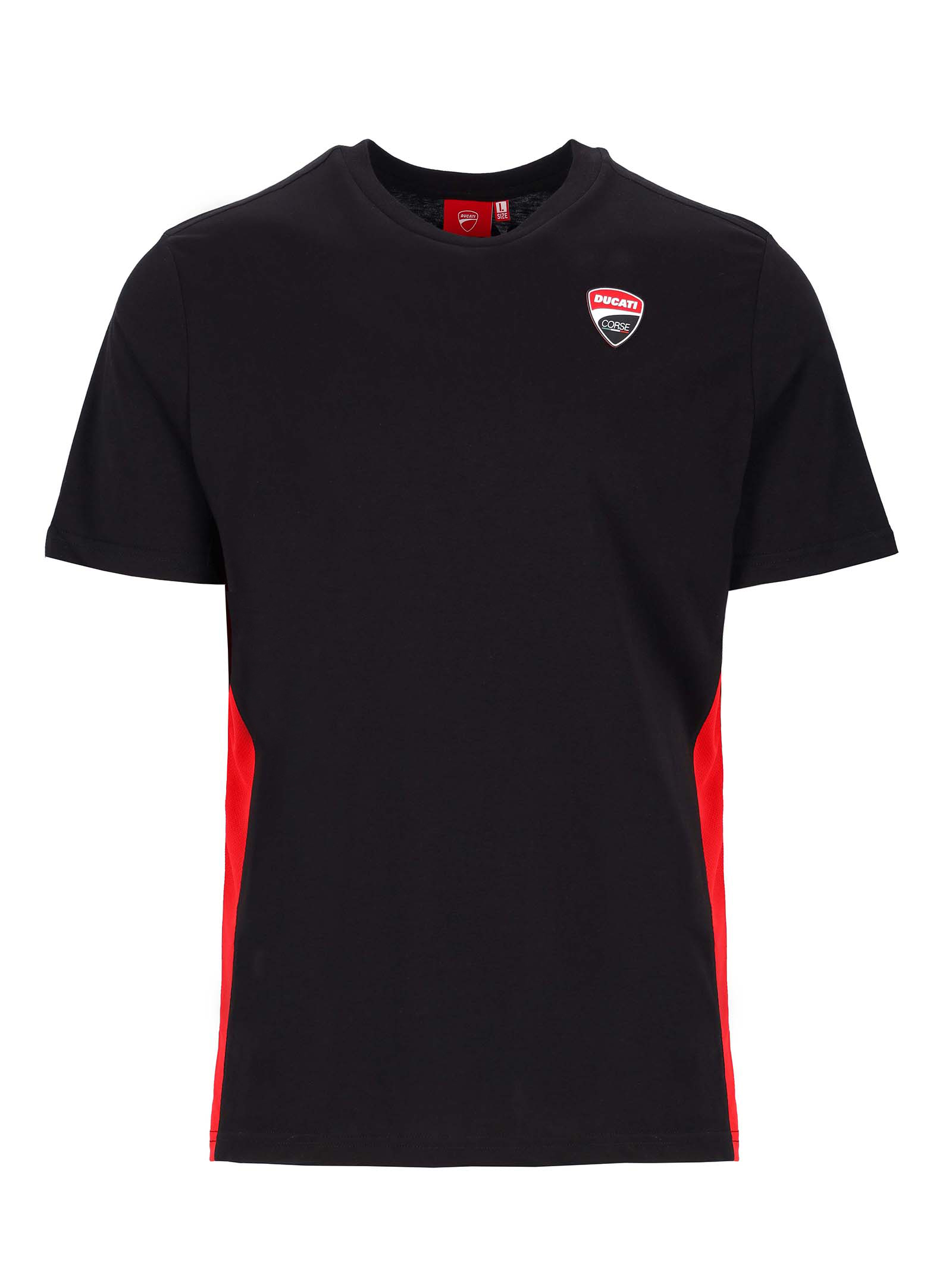 T-shirt Ducati Corse noir avec insert rouge vue devant