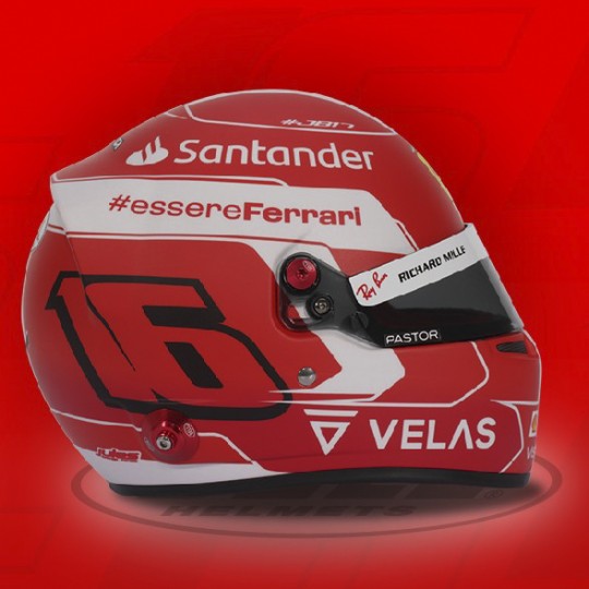 Mini casque Charles Leclerc 2022 Ferrari BELL n° 16 echelle  1-2 vue côté droite