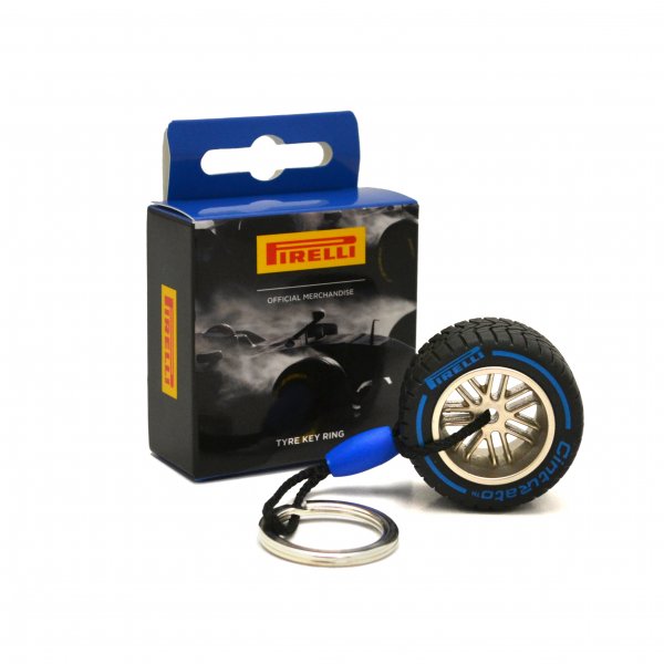 Porte-clé Pirelli pneu F1 bleu pluie