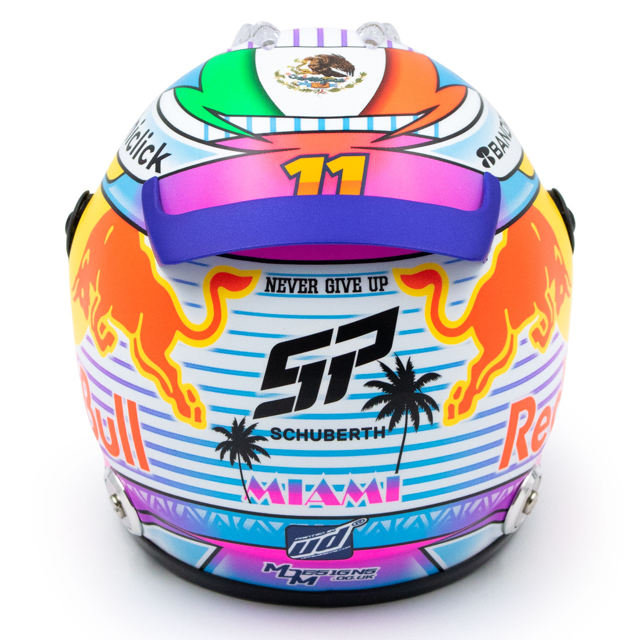 Mini casque Sergio Perez GP Miami 2022 Red Bull Racing vue arrière