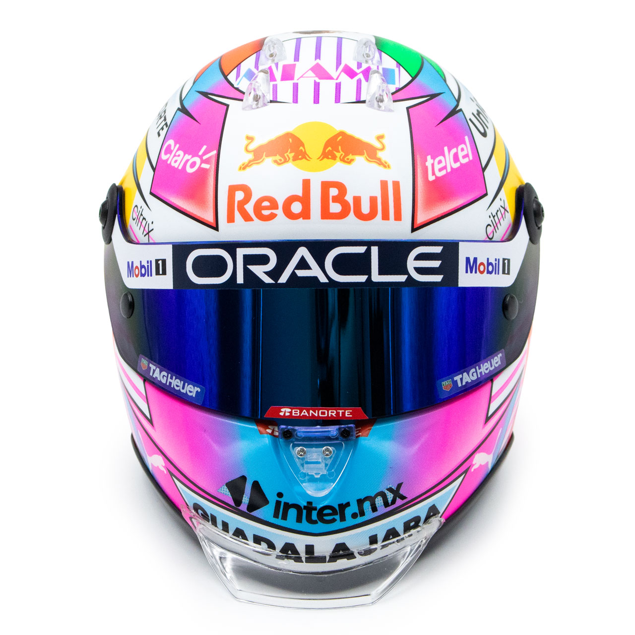 Mini casque Sergio Perez GP Miami 2022 Red Bull Racing vue face