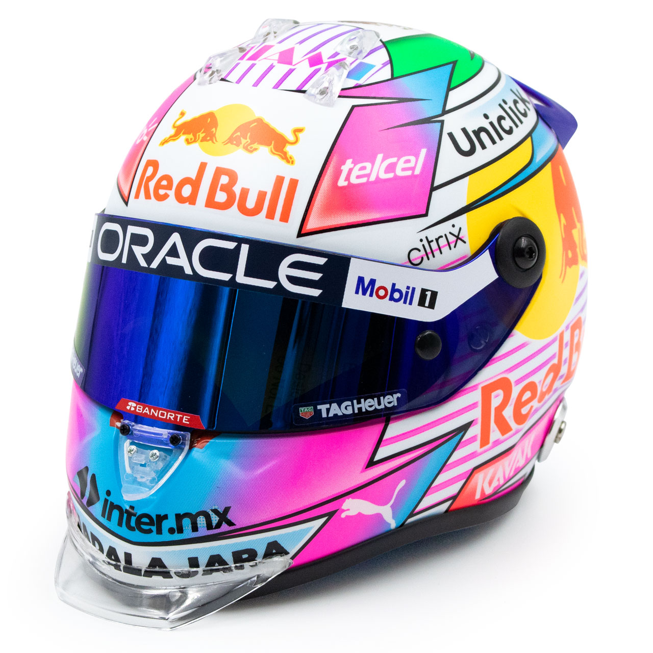 Mini casque Sergio Perez GP Miami 2022 Red Bull Racing vue profil