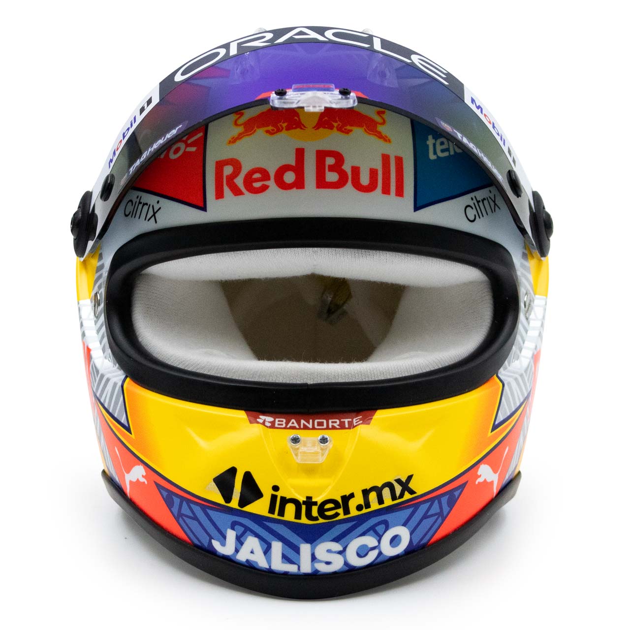 Mini casque Sergio Perez 2022 Red Bull Racing vue face ouvert