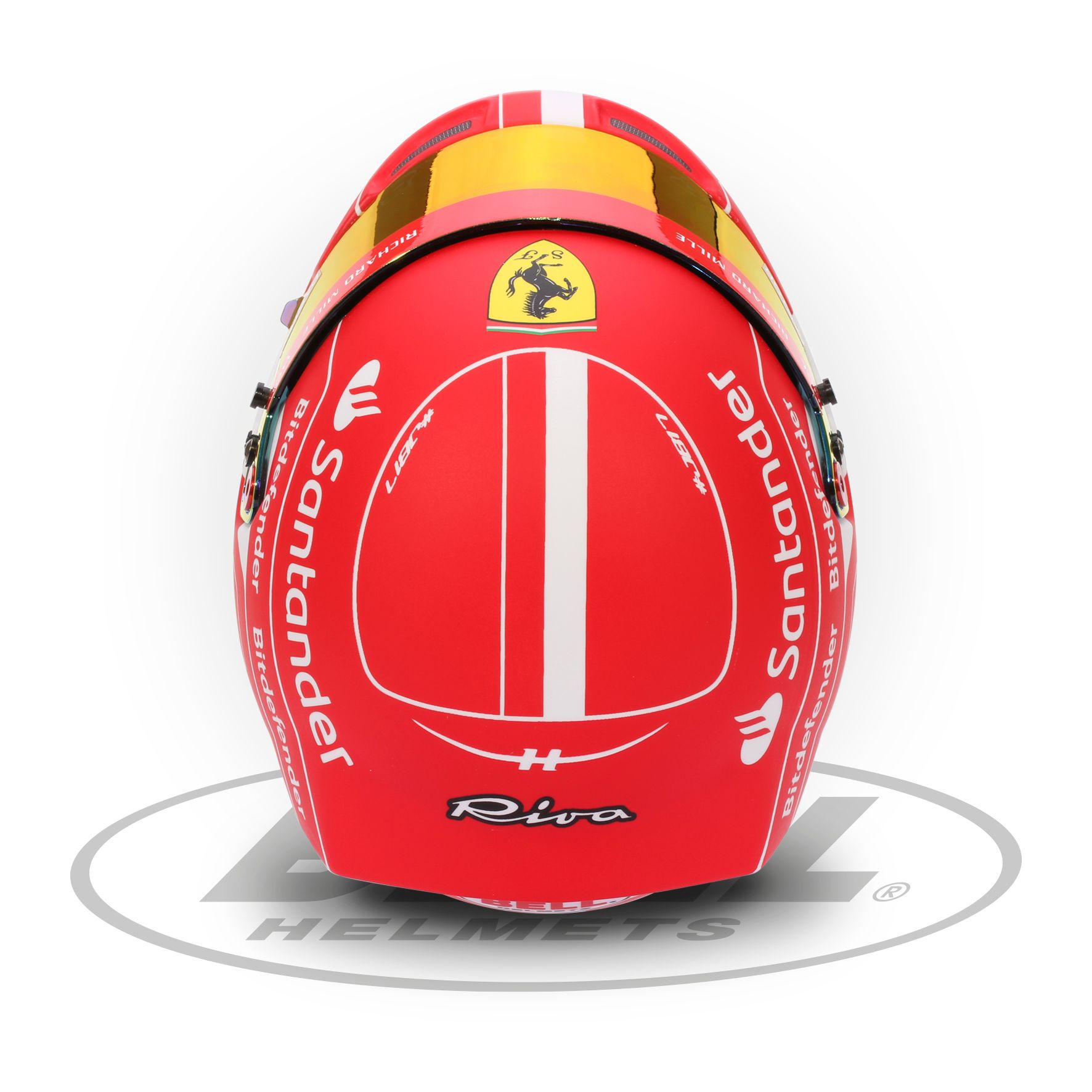 Mini casque Charles Leclerc 2023 Ferrari BELL vue haut