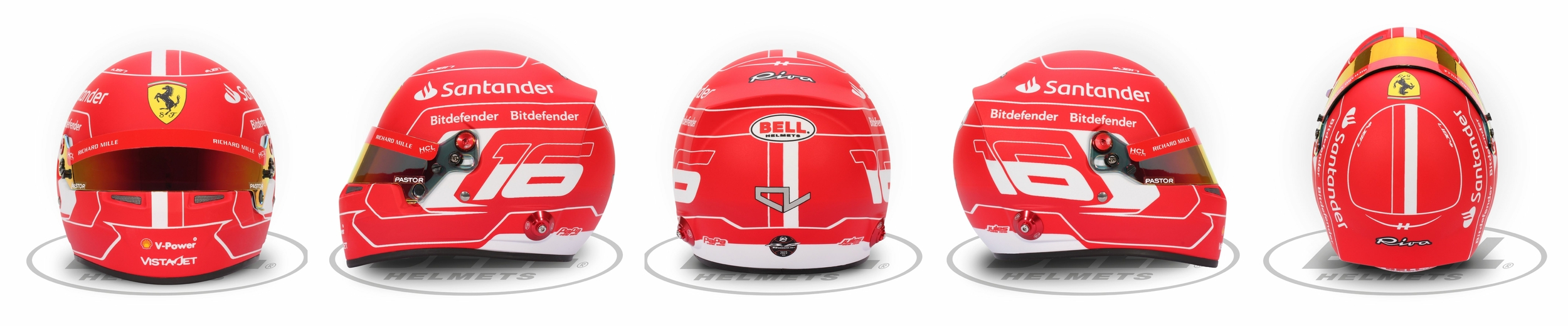 Mini casque Charles Leclerc 2023 Ferrari BELL vue 5 côtés