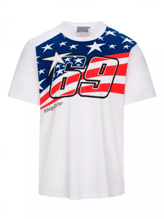 T-shirt homme drapeau Nicky Hayden blanc vue devant