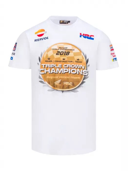 T-shirt homme Honda HRC Triple Champion blanc vue devant