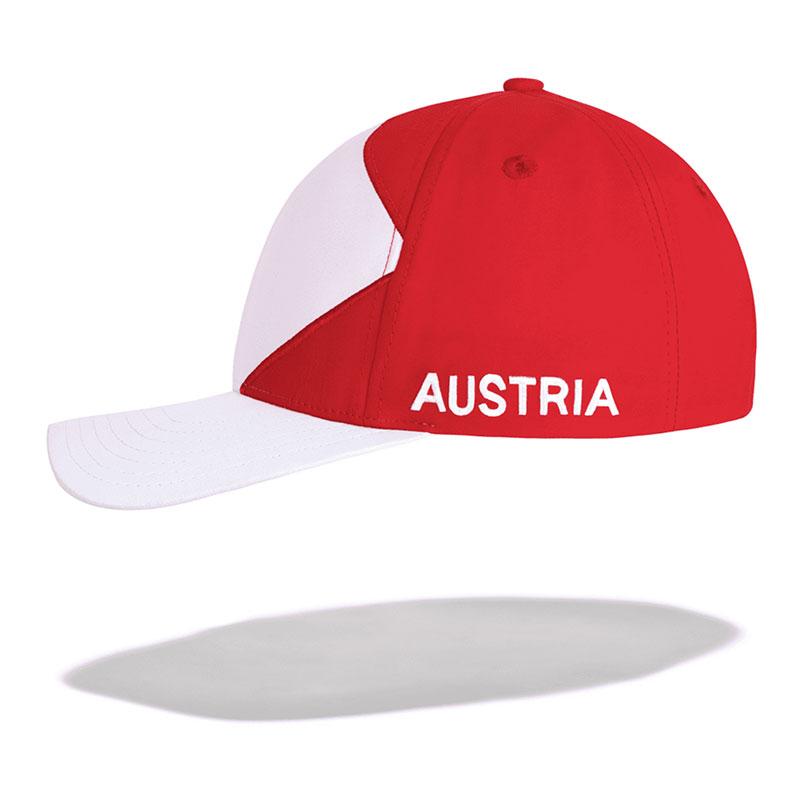 Casquette Alpha Tauri GP Autriche rouge et blanc vue côté lettrage Austria