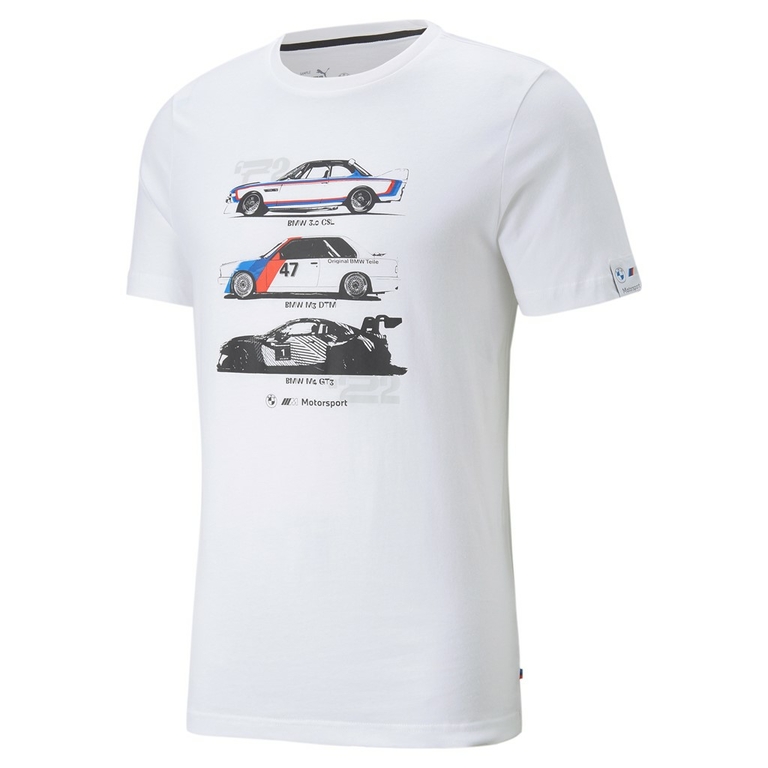 T-shirt BMW Puma 3 voitures graphique blanc - FANS FOR WHEELS