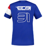 T-shirt maillot femme ALPINE F1 Esteban Ocon 31 bleu vue dos avec logo E031