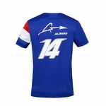 T-shirt maillot enfant ALPINE F1 Fernando Alonso 14 bleu vue dos avec logo Alonso et numéro 14