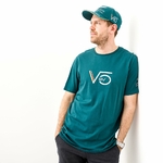 T-shirt Sebastian Vettel n° 5 Aston Martin F1 vert vue avec Sebastian Vettel