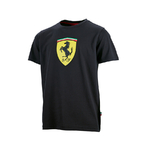 T-shirt enfant Scuderia Ferrari noir avec grand bouclier vue devant