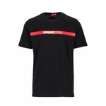 T-shirt Ducati Corse noir avec bande rouge vue devant