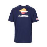 T-shirt Honda HRC Repsol bleu avec bande orange rouge blanc vue dos