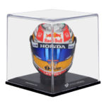 Mini casque Sergio Perez GP Autriche 2021 Red Bull Racing échelle 1.4 vue avec mini vitrine plexi