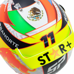 Mini casque Sergio Perez 2023 Red Bull vue du haut avec numéro 11 et drapeau de Mexique