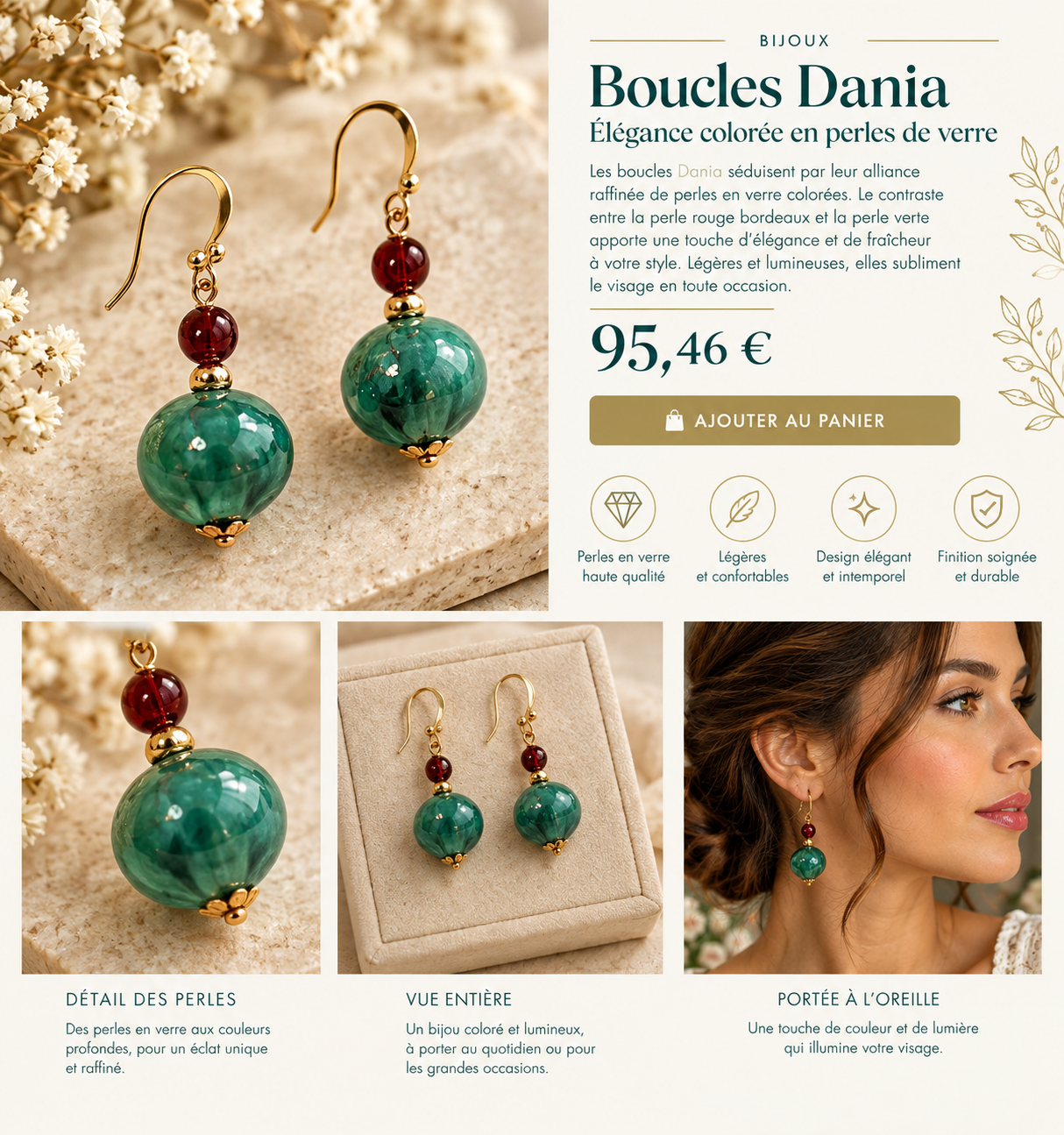Boucles Dania, élégance colorée en verre