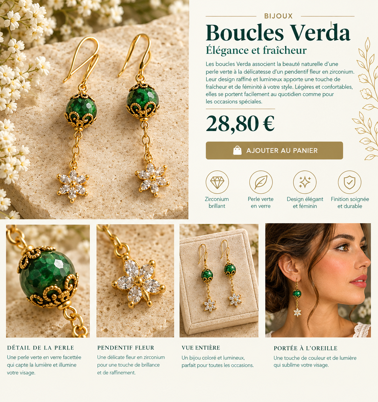 Boucles Verda _ élégance florale raffinée