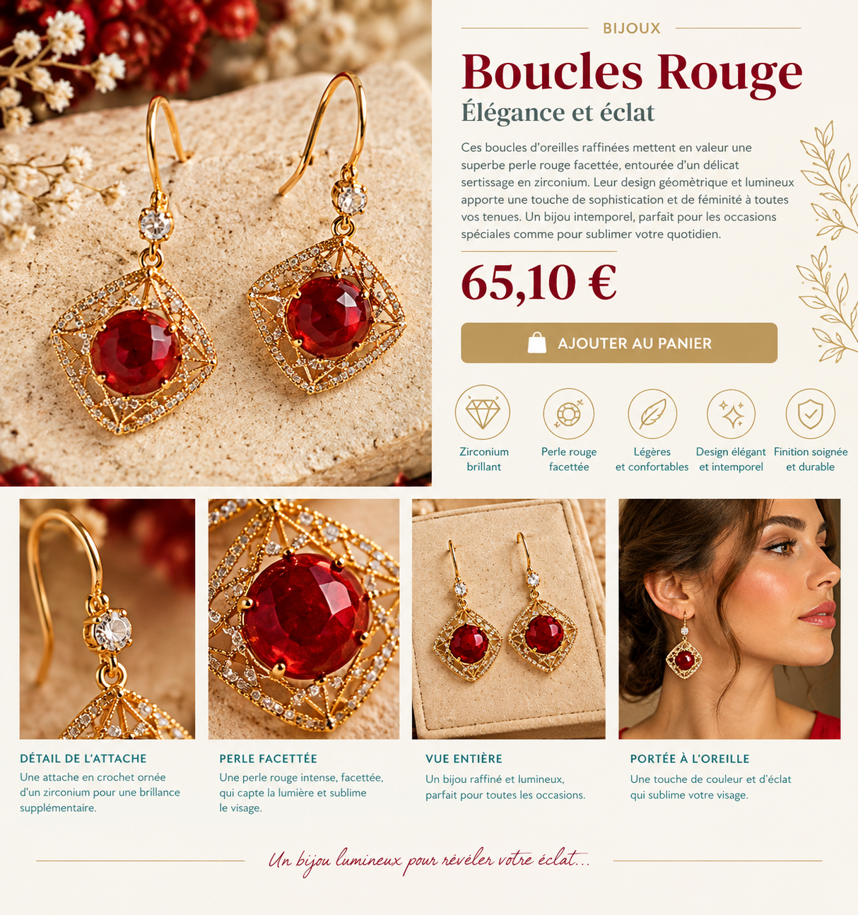 Boucles rouges, élégance intemporelle