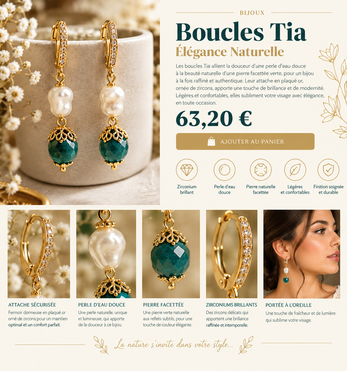 Boucles Tia, élégance naturelle