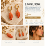 Élégance corail — Boucles Janice
