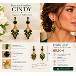 Élégance Cin’Dy, perle noire et zirconium vert