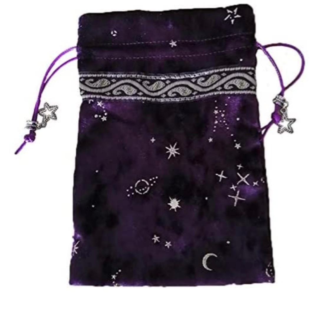 bourse à tarot Lune et étoile violet