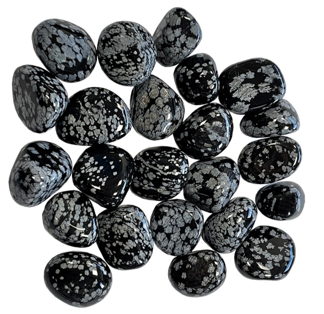 pierre roulée obsidienne flocon de neige