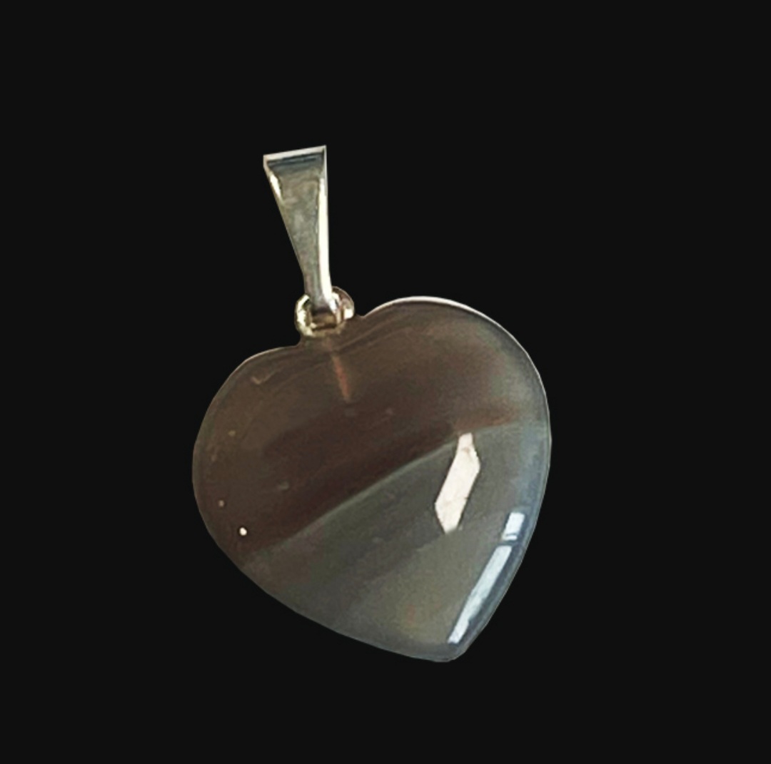 pendentif coeur agate botswana