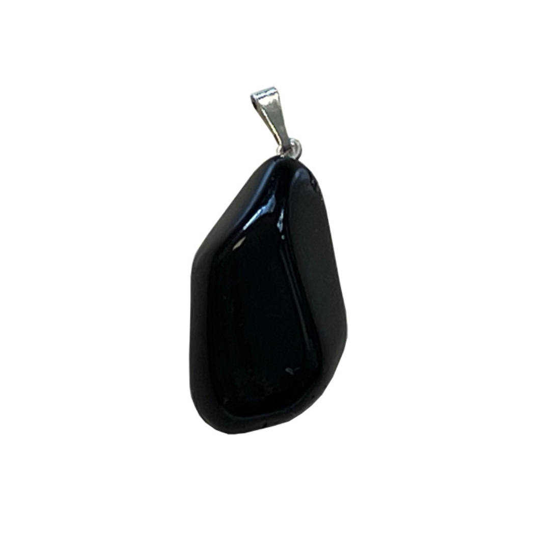 pendentif pierre roulée obsidienne noire