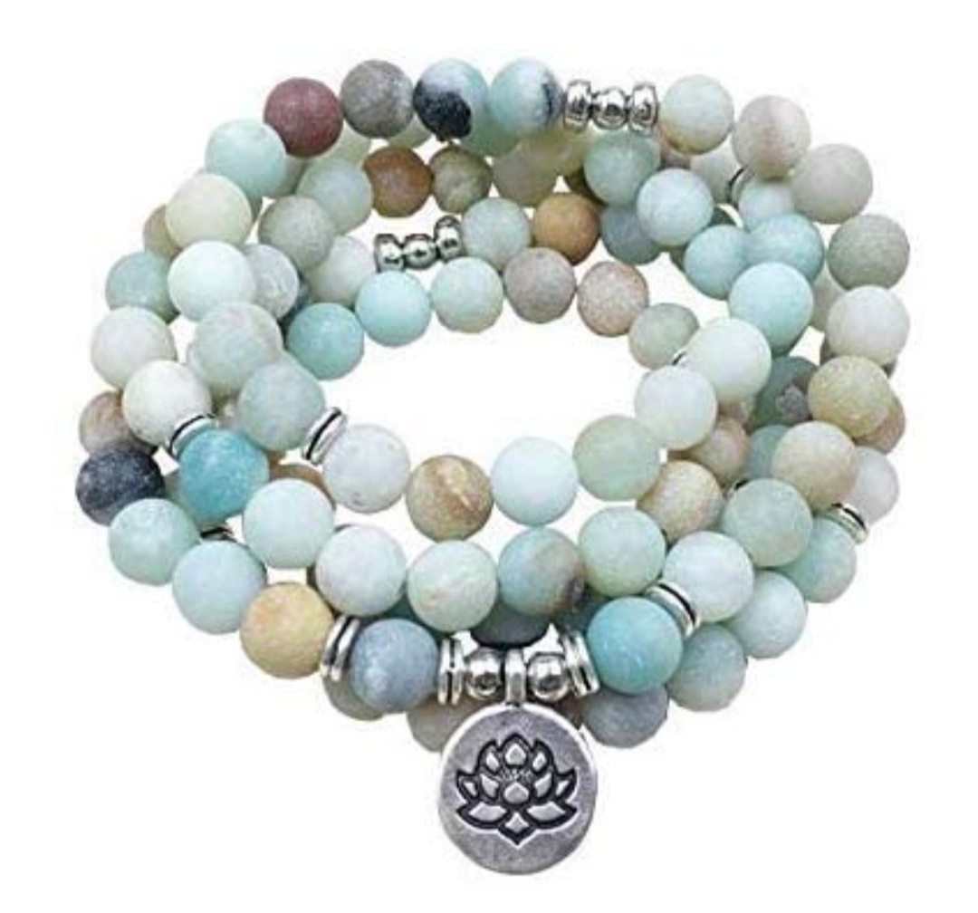 mala amazonite lotus