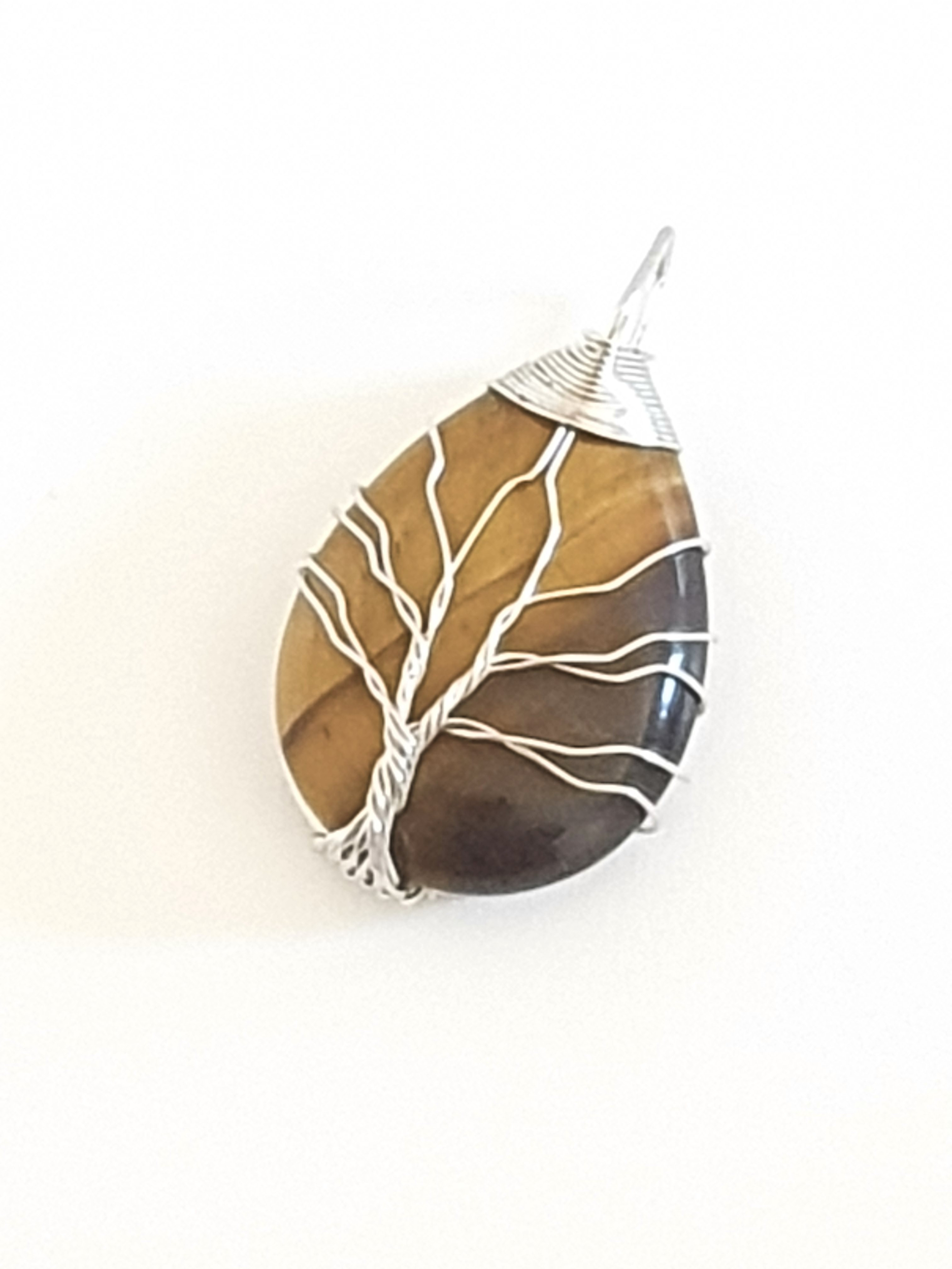 Collier Pendentif Arbre de vie Œil de tigre