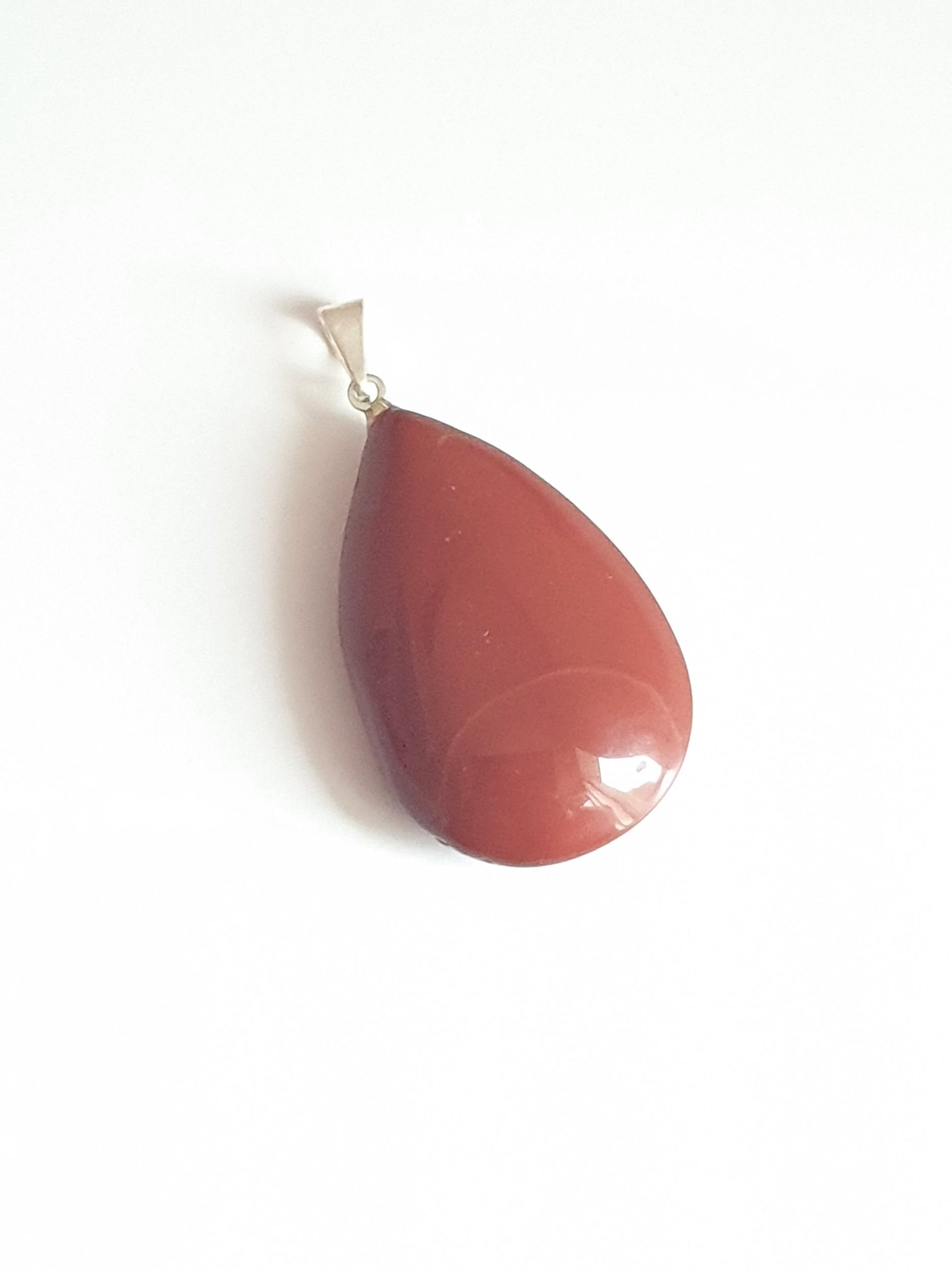 Pendentif Goutte Jaspe Rouge
