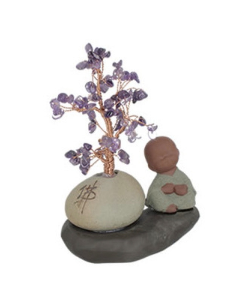 Arbre de Vie Améthyste et Moine Tibétain