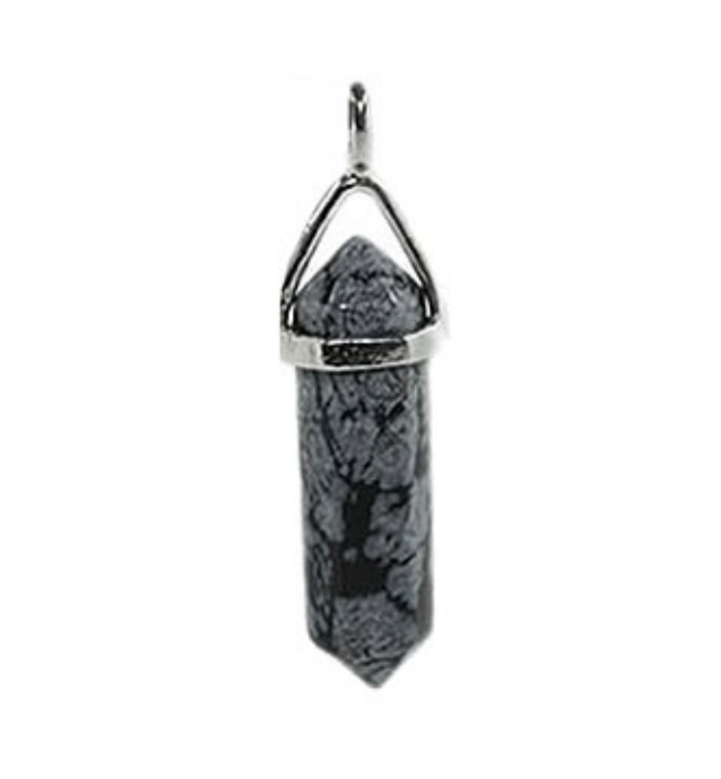 Pendentif Pointe Obsidienne Flocon de Neige
