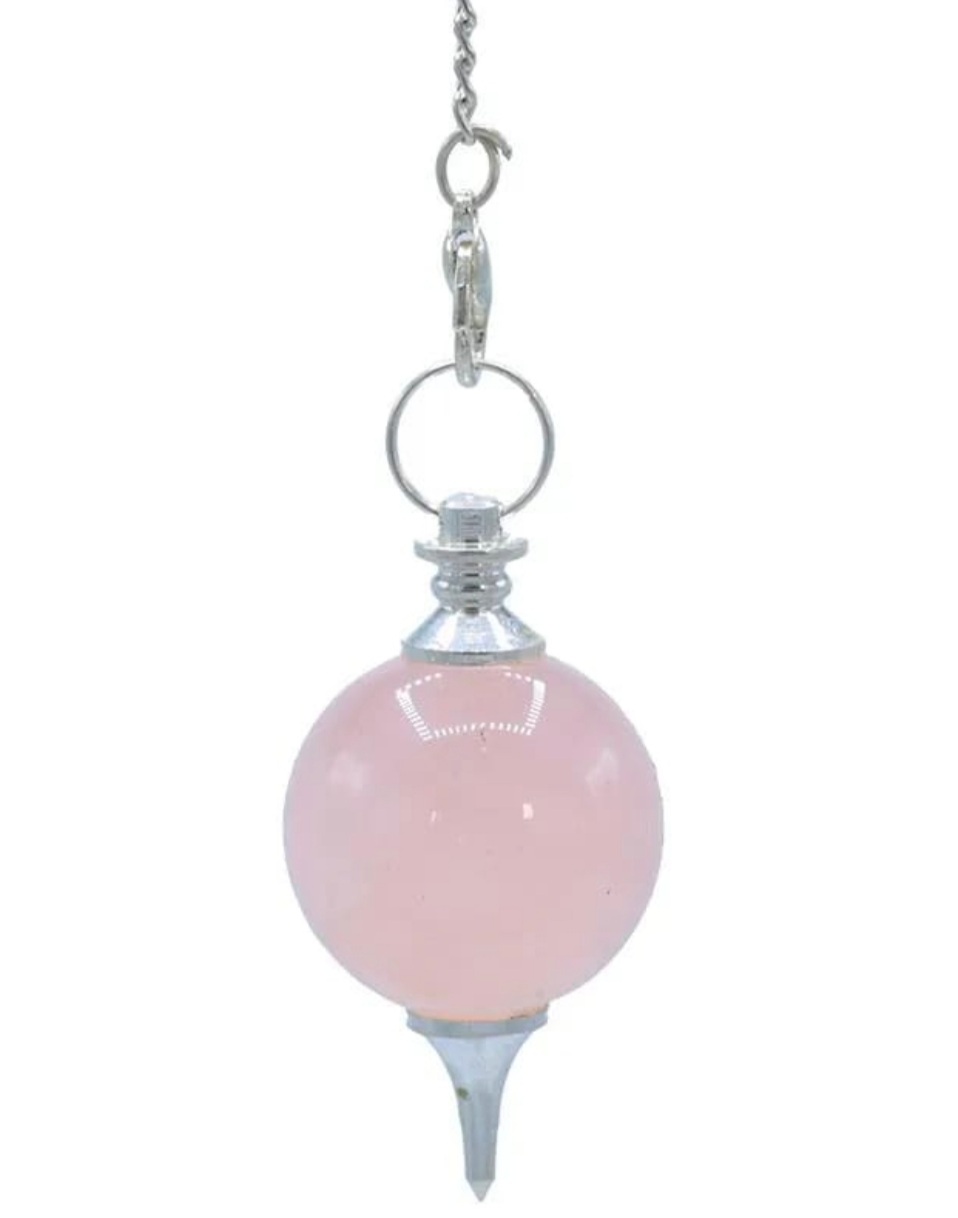 Pendule Sphère Quartz Rose 7 chakras