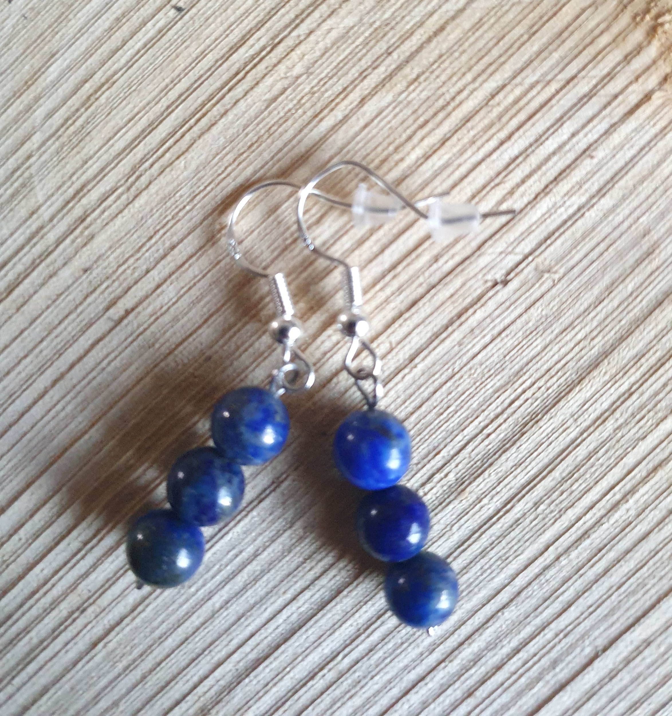 Boucles doreilles Lapis-Lazuli Triple Perles