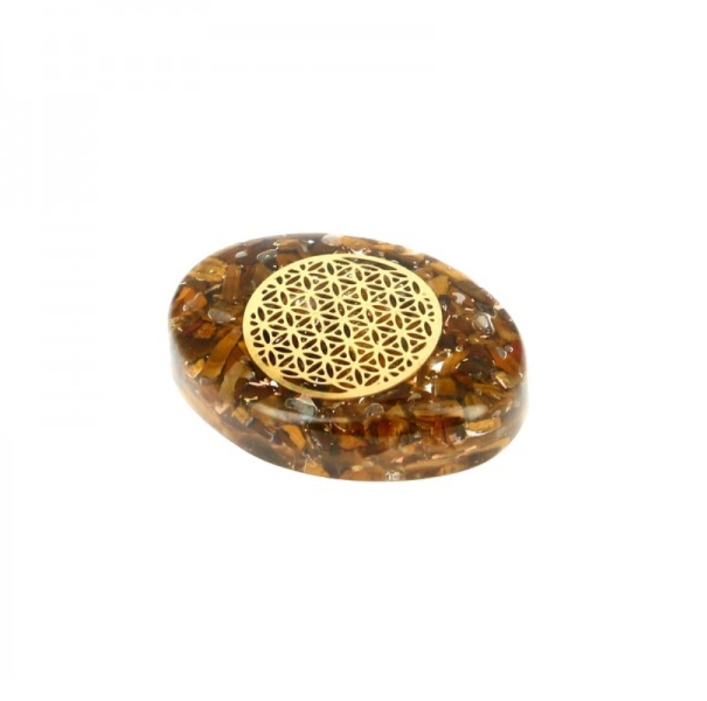 Petit Galet Œil de Tigre Fleur de Vie
