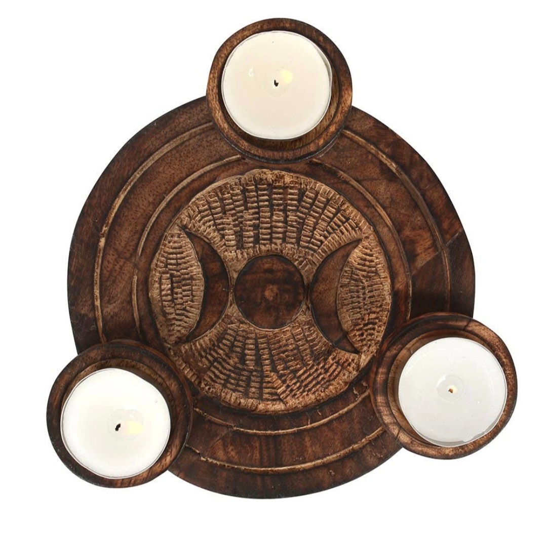 Porte bougie Triple Lune en bois