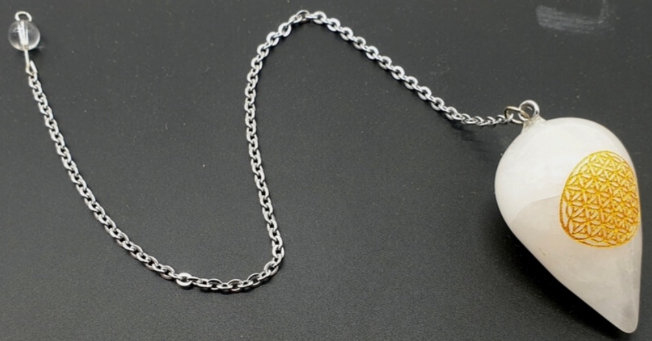 Pendule Goutte Cristal de Roche Fleur de Vie