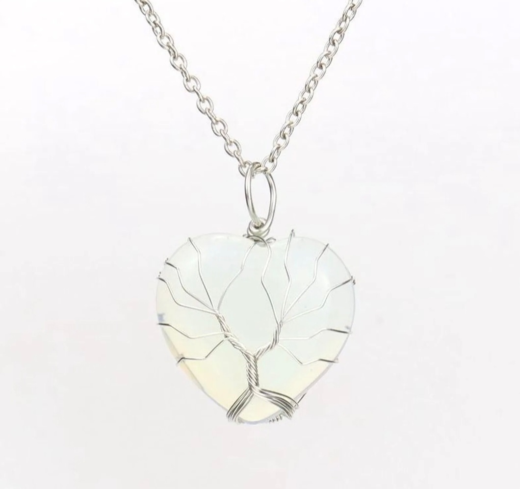 Pendentif Coeur Opalite Arbre de Vie
