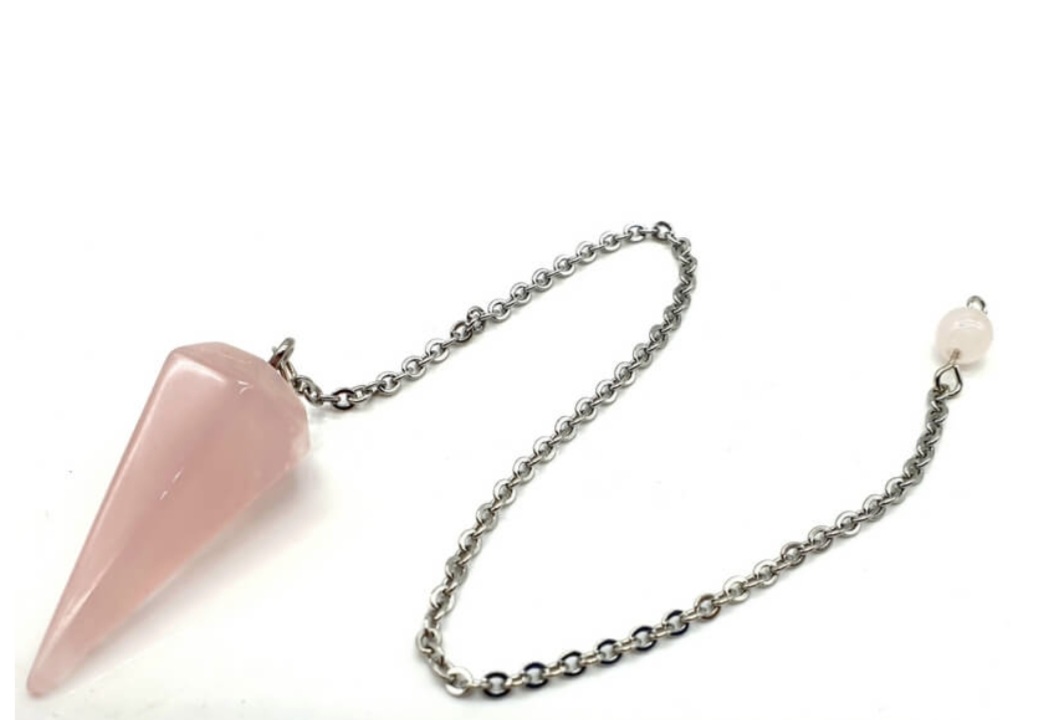 pendule cone facette quartz rose