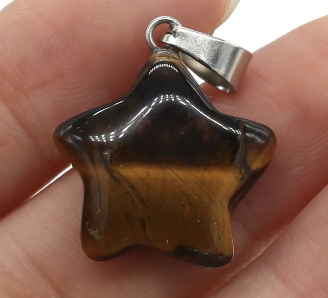 Pendentif Etoile en Œil de Tigre