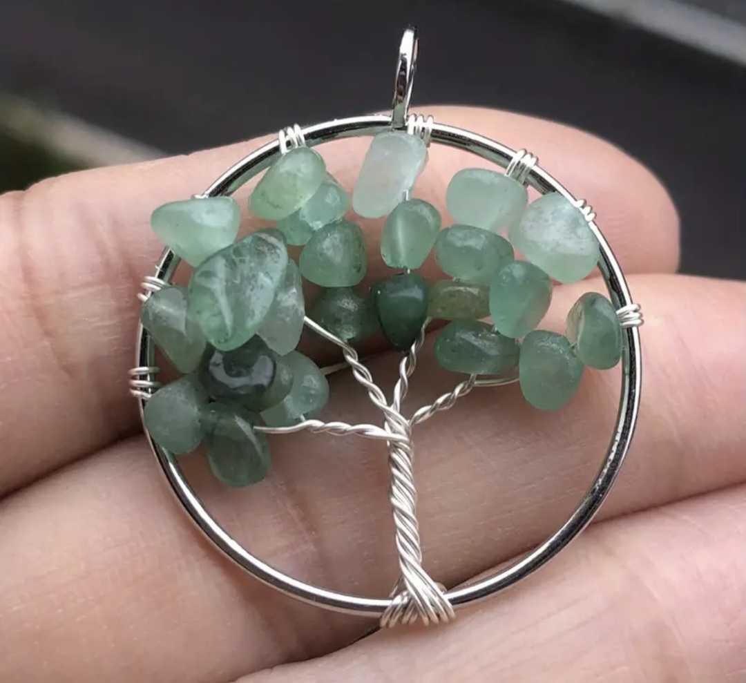 Pendentif Arbre de Vie Baroque en Aventurine Verte