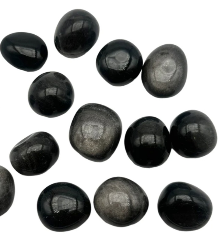 Pierre roulée Obsidienne Argentée